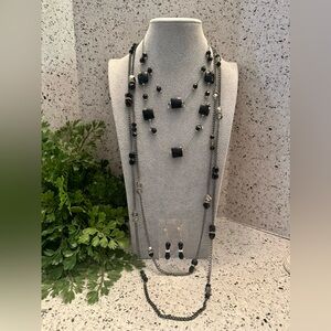 3 pc black bead jewelry set